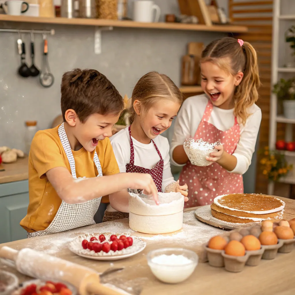 Children having fun baking