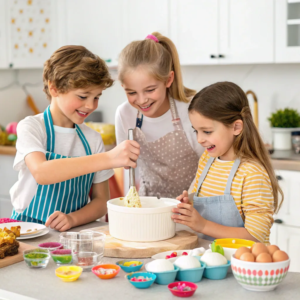 Kids having fun while baking